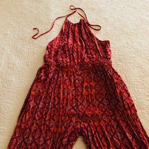 Paisley Print Backless Haltered Jumpsuit